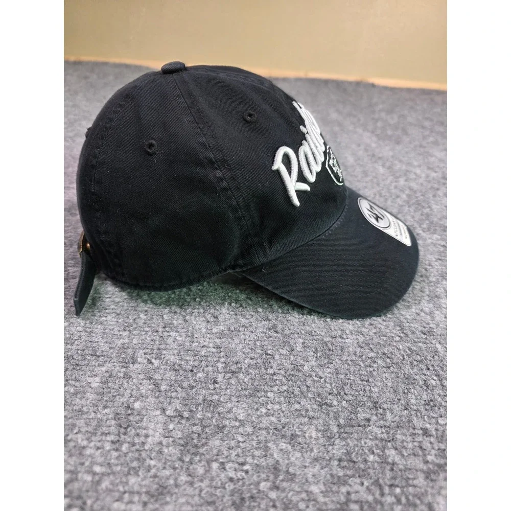 '47 Brand Clean Up Hat Womens OSFM Black Raiders NFL Embroidered Strapback‎ Cap